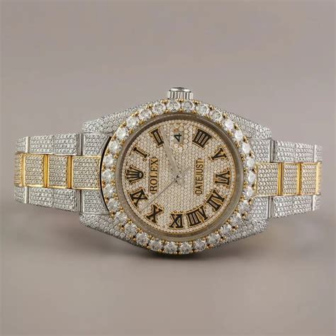 fake gold watch with diamonds|moissanite diamond watch hip hop.